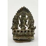 Bronze statue 'triad of deities', Nepal 19th century (14x10x9cm)