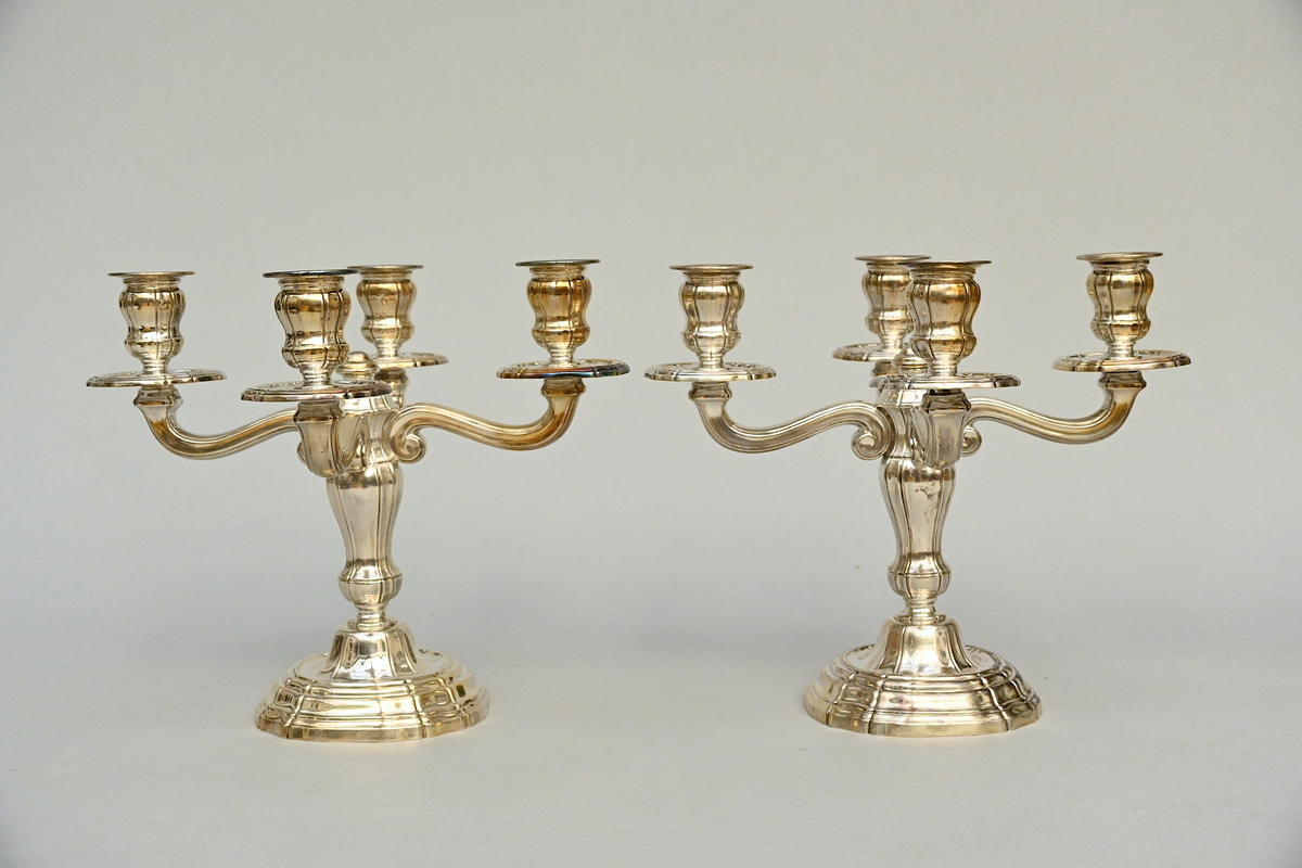 A pair of four-armed candlesticks in solid silver (25x30cm) - Image 2 of 5