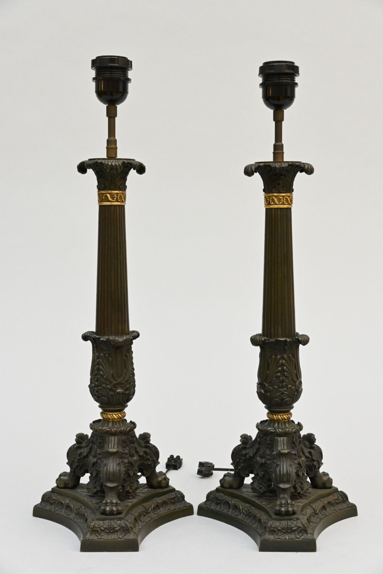 Two pairs of Charles X candlesticks (h 45-62cm) - Image 3 of 4