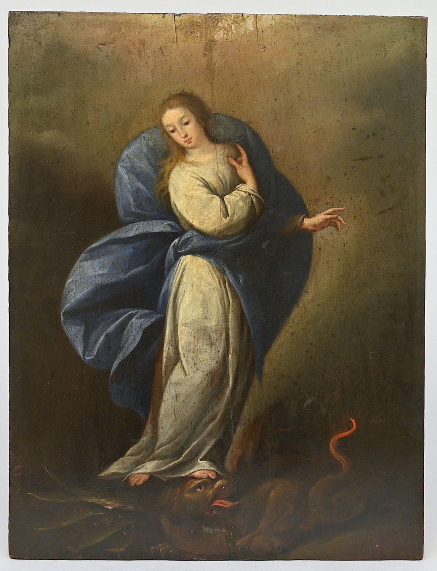 Anonymous (18th century): painting (o/p) 'Madonna with dragon' (45x34.5) (*)
