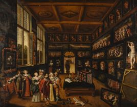 Bartholomeus van Bassen (1626): a large painting (o/c) 'interior of an art collector' (100x123cm)