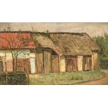 Emile De la Montagne: painting (o/p) 'Farm' (26x43.5cm)