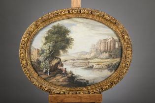 Anonymous (18th century): painting (o/p) 'Italianising landscape' (h29x39cm)