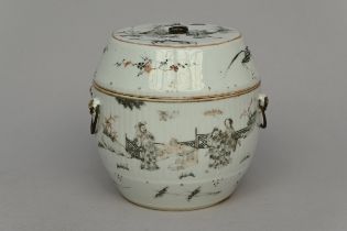 Chinese porcelain ginger jar, 'grisaille decor' (h16.5 dia16.5cm) (*)