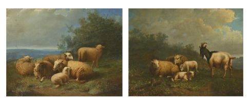 Deforcq: a pair of paintings (o/c) 'sheep' (44x57cm) (*)