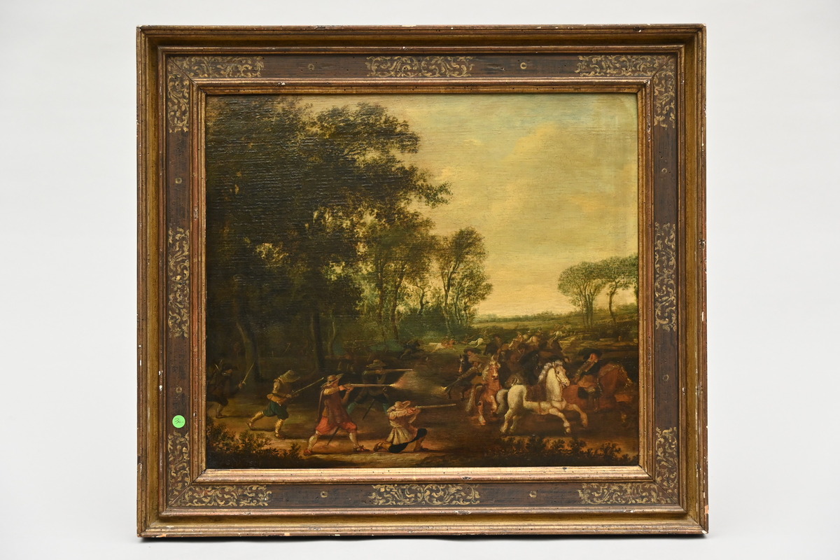 Anonymous (17th century): painting (o/p) 'cavalry battle scene' (40x46cm)(*) - Image 2 of 5