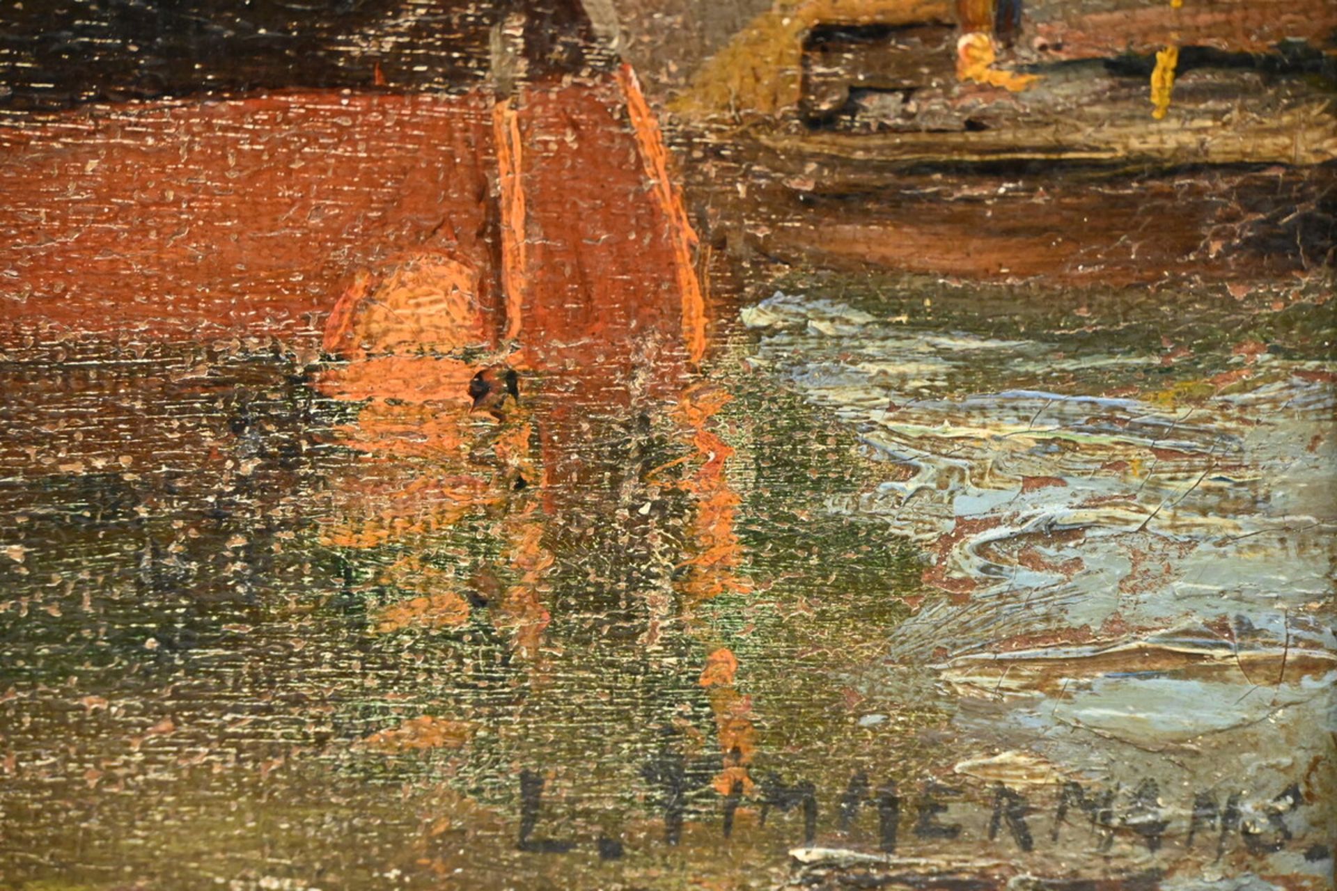 Louis Timmermans: paintings (o/c) 'harbour view' (h24x33cm) - Image 3 of 4