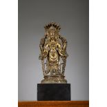 Gilt bronze statue 'Vishnu' with inscriptions, Nepal 17th century (h16cm)