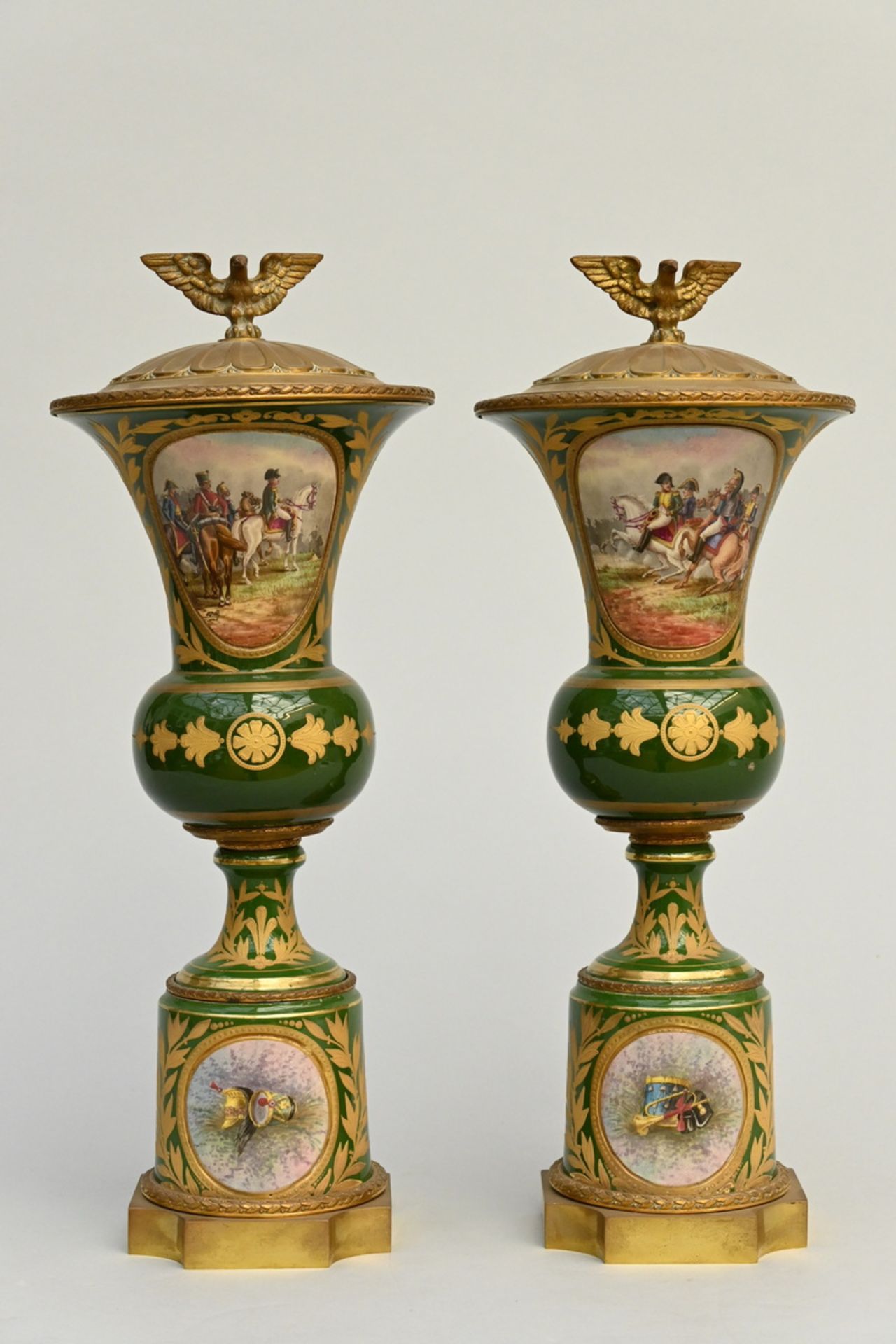A three-piece set in faience 'Napoleon Bonaparte' (h36-54 cm) (*) - Image 2 of 7
