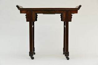 A small Chinese console in exotic wood (67x79x35cm)