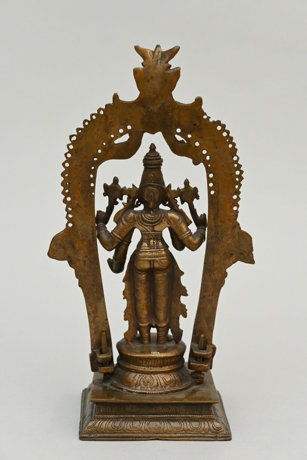 Indian statue in bronze 'Vishnu' (h29.5cm) - Image 3 of 3