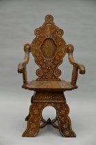 Syrian marquetry chair, 19th century (117x60x51cm)