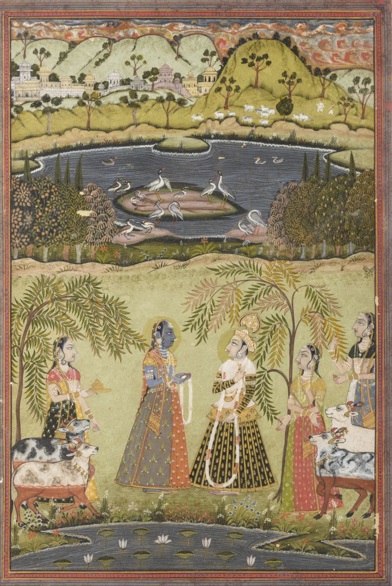 Indian miniature 'marriage scene of Shiva and Parvati'(27.5x18.5cm)