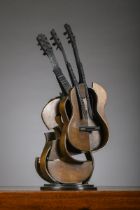 Fernandez Arman: bronze sculpture 'guitar' foundry Bocquel fd. 74/100 (h30cm)