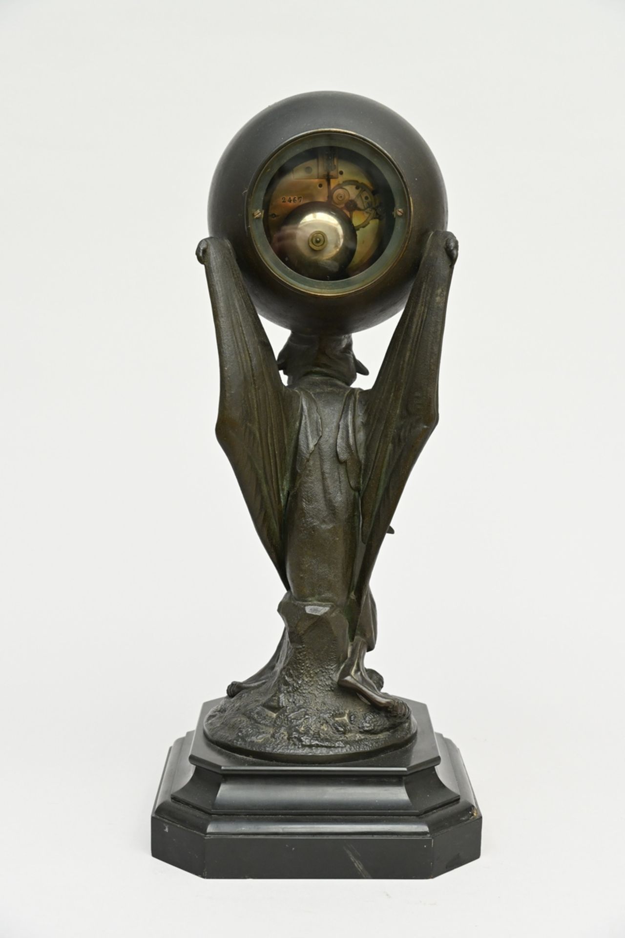 Clock in zamack 'devil' by Lemaire, 19th century (h56cm) (*) - Image 3 of 6