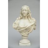 Female bust in white marble (h64cm) (*)