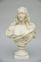 Female bust in white marble (h64cm) (*)