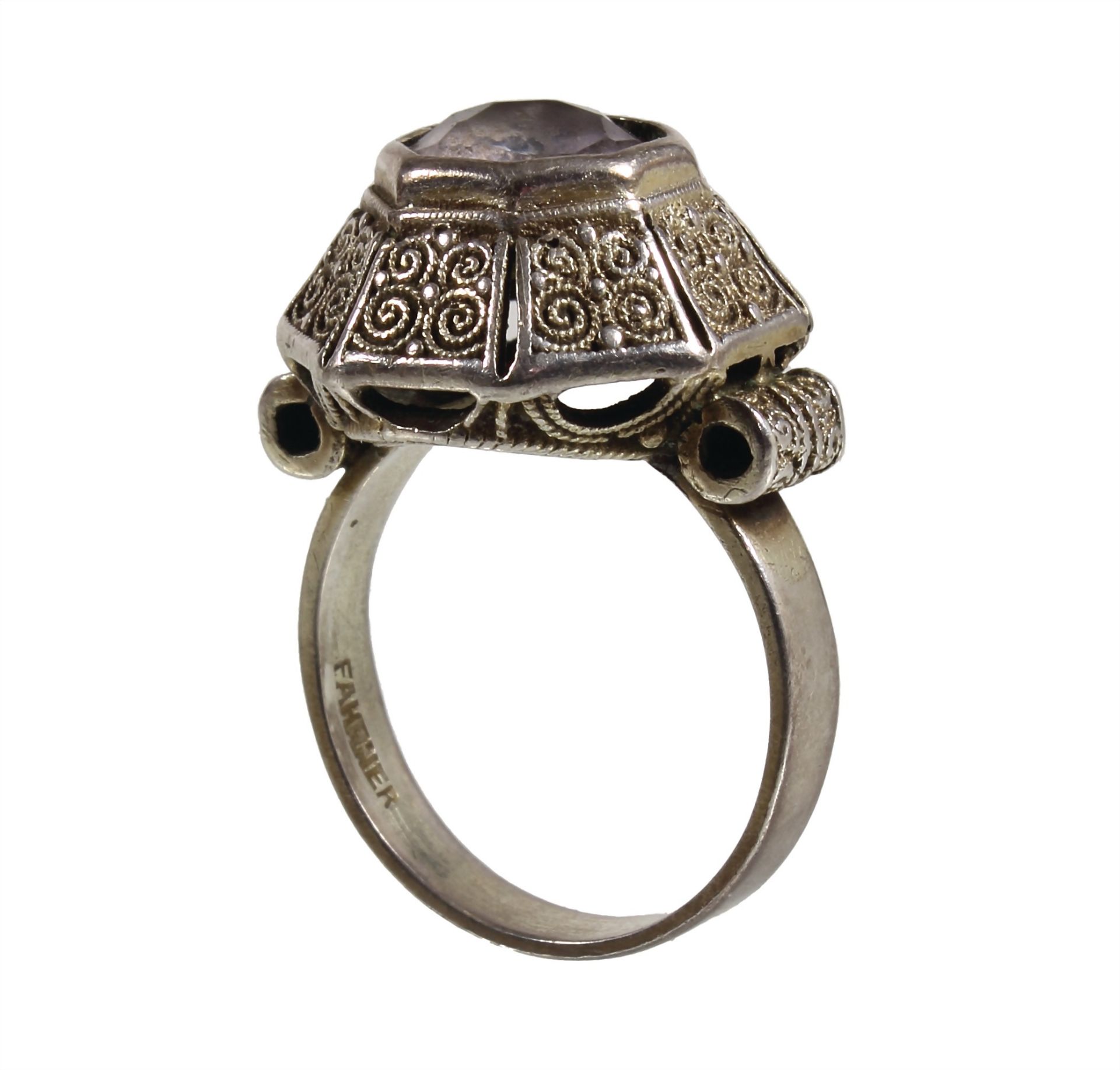 Ring THEODOR FAHRNER Pforzheim um 1930/35 (Filigranschmuck), Silber 925/00, sig. FAHRNER TF ... - Bild 3 aus 3