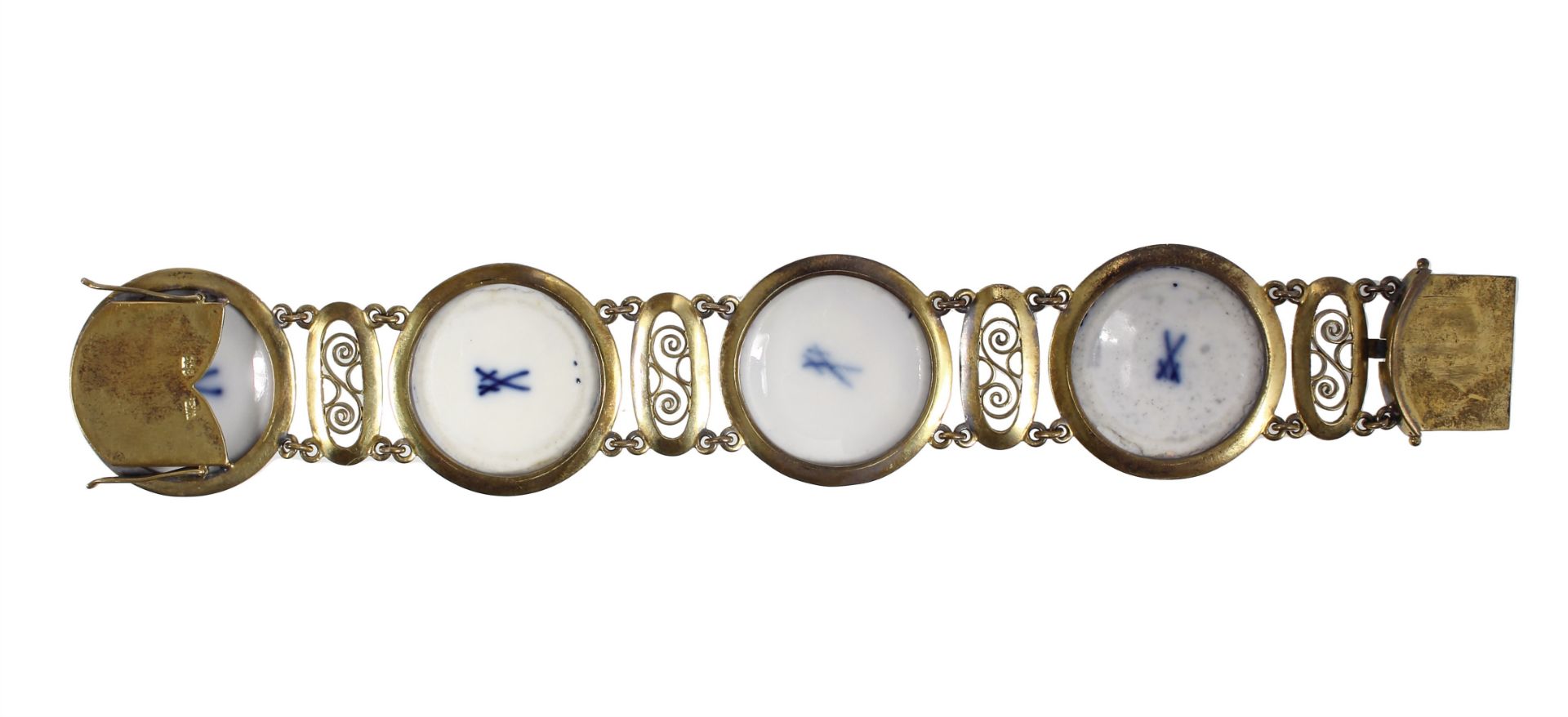 bracelet, MEISSEN around 1930, silver 835/000, gold plated, signed W,S (Wilhelm Schwarz), 4 ... - Image 3 of 3