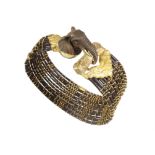 bangle, elephant, yellow gold 750/000 and  fine gold, 12 pieces with gold wire wound elephant ...