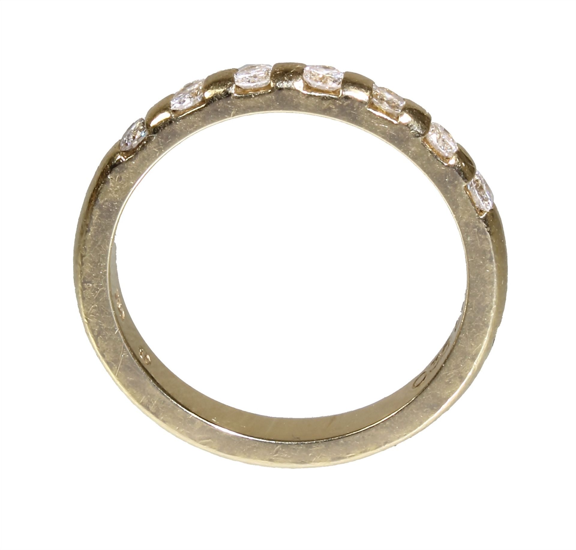 Ring (Teilmemoire), GG 750/000, 7 Brillanten 0,35 ct w-if (lupenrein), RW ca. 55,5; mit ... - Bild 2 aus 2