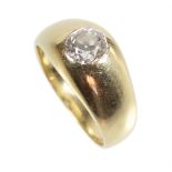 Ring, GG 585/000, 1 Altschliff-Diamant getöntes weiß/crystal ca. 0,95-1,0 ct mm, (der Stein ...