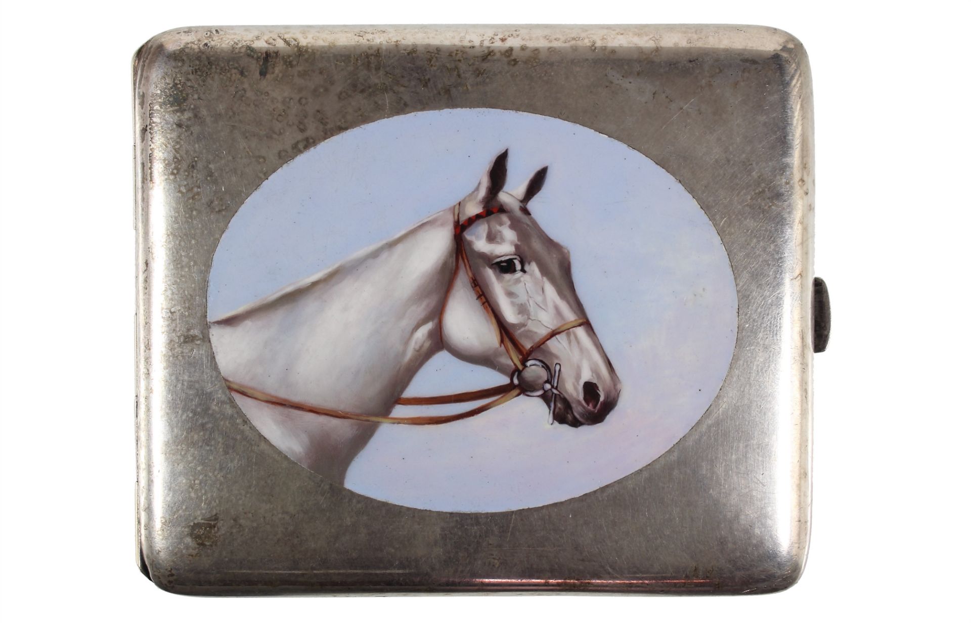 cigarette case around 1910/20 probably Pforzheim, alpacca, inside with rests of old fire ...