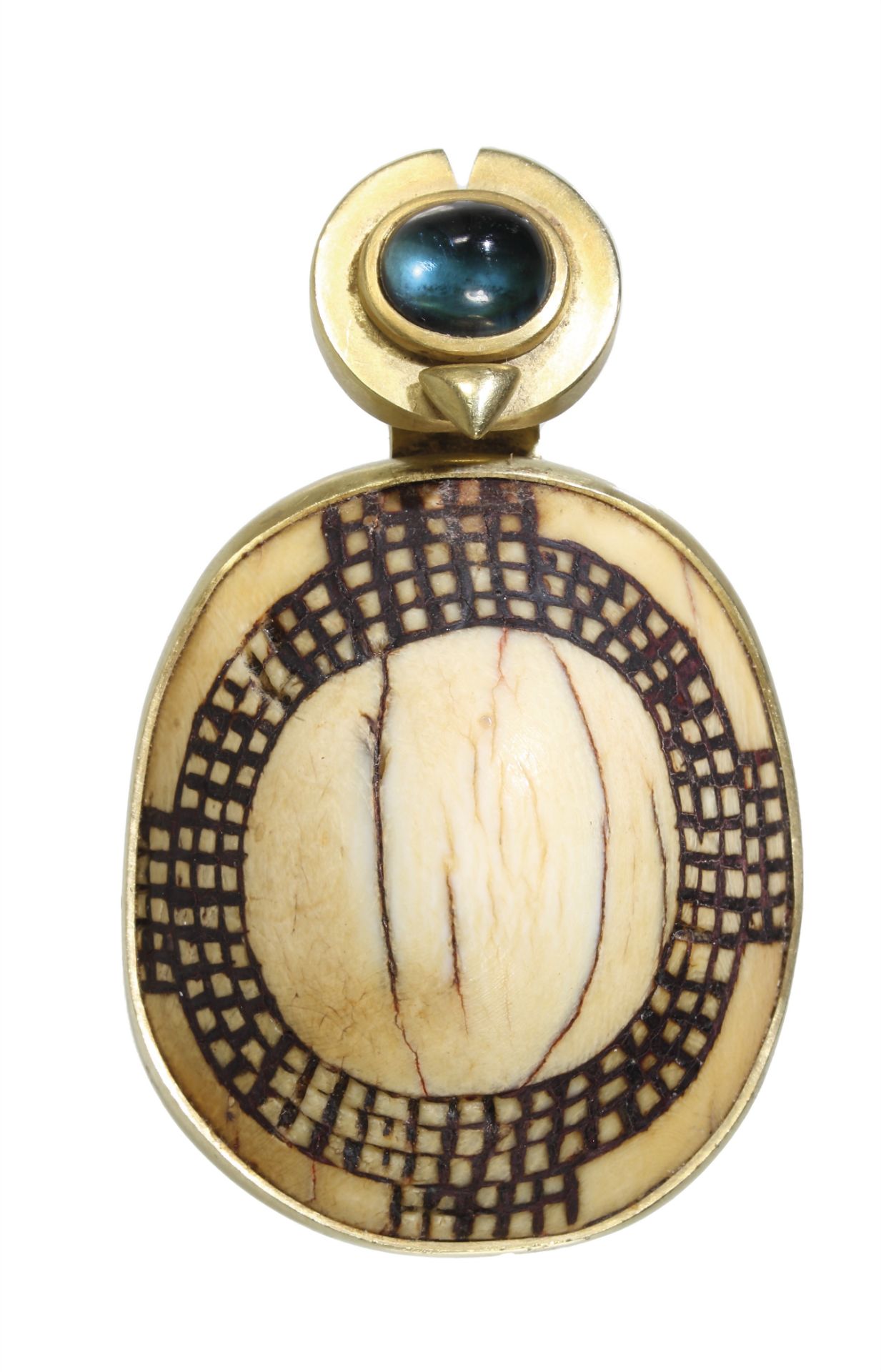 unique item-pendant, yellow gold 750/000, signed HK, tourmaline cabochon c. 3.8 ct (c. 10.0 x ...