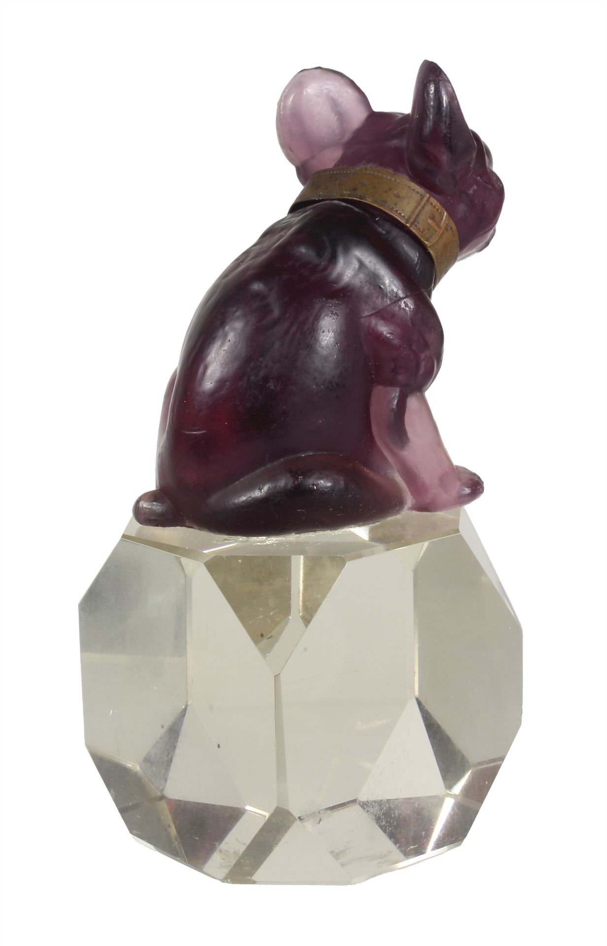 paperweight, ART-DECO 1920/'30s, sitting mastiff on a polished glass base, three-dimensional ... - Image 3 of 3