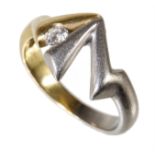Ring, GG 750/000, PLATIN 950/000, sig. B-J, 1 Brillant ca. 0,14 ct tw-if (lupenrein), RW ca.  ...
