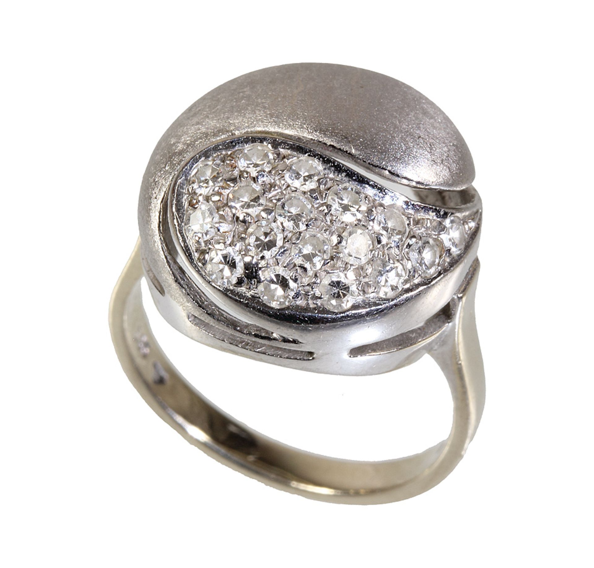 Ring VINTAGE 1970er Jahre, WG 585/000, 16 Stck. 8/8-kant Diamanten, Ringkopf D = 16,6 mm, RW ...