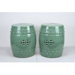 LARGE PAIR OF 20TH CENTURY CHINESE CERAMIC DRUM STOOLS, turquoise ground