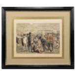 HONG KONG RACES, 1876 - A SKETCH IN THE CROWD, hand-coloured engraving, published in 'THE