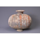 A CHINESE PAINTED POTTERY COCOON JAR, HAN DYNASTY. Referred to as a 'cocoon jar' due to the