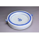 A LARGE CHINESE BLUE AND WHITE PORCELAIN WARMING DISH, 18TH CENTURY. Minimally decorated with