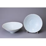 TWO CHINESE QINGBAI WARE BOWLS, SONG DYNASTY (960-1279). The first a 'Boys' bowl with carved