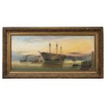 A FRAMED LATE 19TH SCHOOL, Maritime, oil on board. Probably depicting the final voyage of H.M.S. The