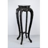 EARLY 20TH CENTURY TALL JAPANESE CARVED HARDWOOD JARDINIERE STAND, of bamboo form with cross-