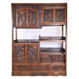 A LARGE CHINESE HARDWOOD CABINET, EARLY 20TH CENTURY. Of rectangular form superbly carved and inlaid