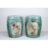 LARGE PAIR OF 20TH CENTURY CHINESE CERAMIC DRUM STOOLS, turquoise ground