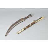 A BAMBOO CASED KNIFE AND BONE CHOPSTICK SET, EARLY 20TH CENTURY. Together with a Middle Eastern