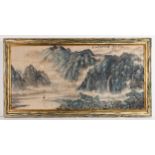 A LARGE FRAMED CHINESE WATERCOLOUR PAINTING ON PAPER, DATED 1941. Spring landscape scene featuring a