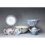 A GROUP OF CHINESE EXPORT PORCELAIN, 18TH CENTURY AND LATER. Comprising two punchbowls, one with