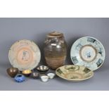 A GROUP OF CHINESE / THAI / JAPANESE ITEMS. To include a Thai Sawankhalok pottery jar, 14-16th