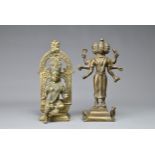 TWO INDIAN BRONZE HINDU DEITY FIGURES, 19/20TH CENTURY. To include a standing figure of Brahma