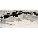 PRINT OF RIVERSIDE VILLAGE (1991), WU GUANZHONG (1919-2010). Further mounted on paper. Artwork 137.