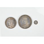 THREE ENGLISH SILVER COINS. To include 1887 Victoria Jubilee Head Crown - London, 28.3 grams; 1887