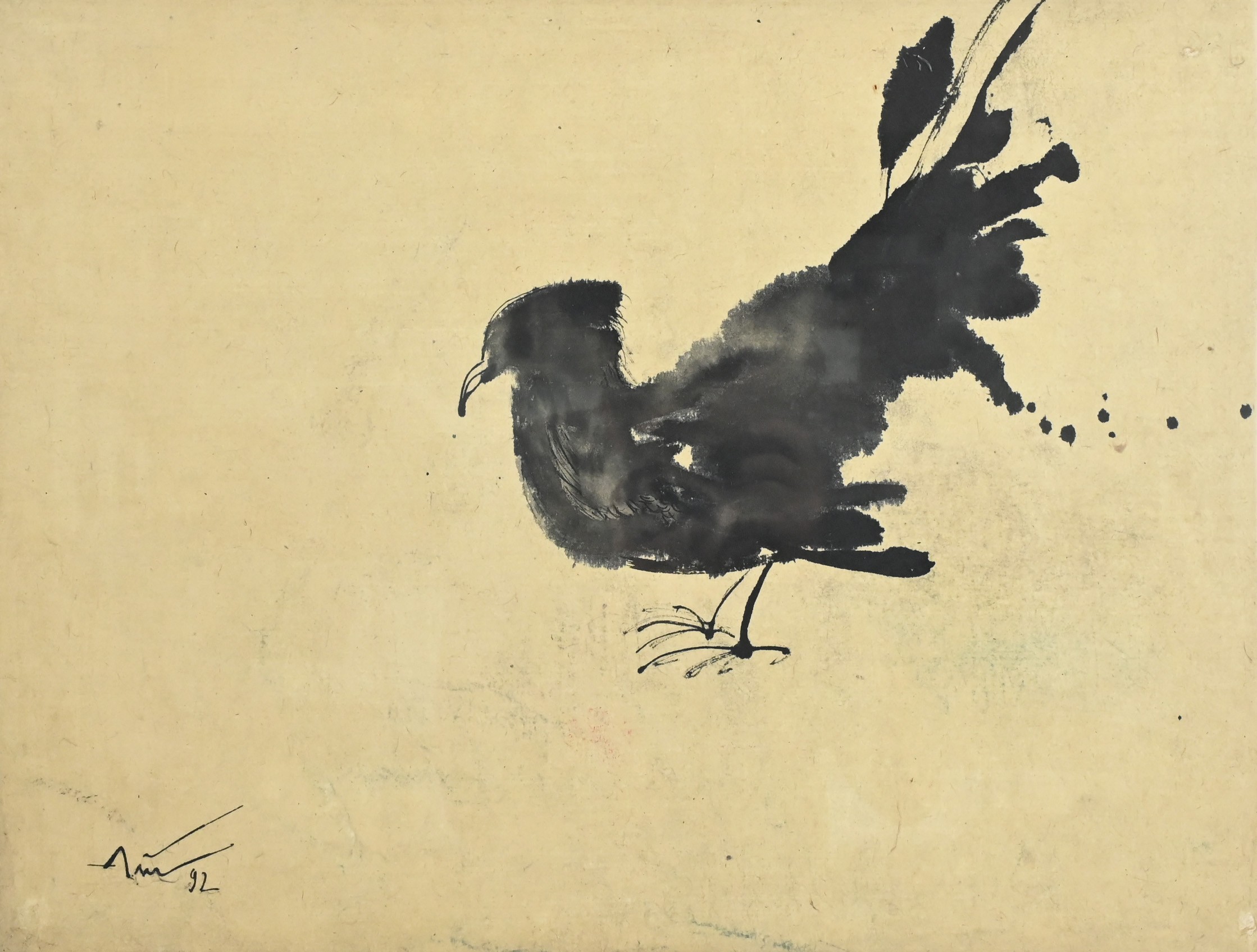 20TH CENTURY SINGAPOREAN SCHOOL - Ink study of a bird (1992), indistinctly signed and dated lower - Image 2 of 4
