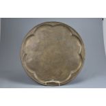 A LARGE LATE 19TH/EARLY 20TH CENTURY MIDDLE EASTERN/ISLAMIC BRASS CIRCULAR TRAY. Decorated in low