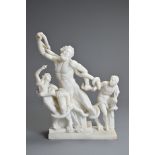 A WHITE ALABASTER SCULPTURE OF THE LACOCOON AND HIS SONS AFTER THE ANTIQUE, LATE 19TH/EARLY 20TH